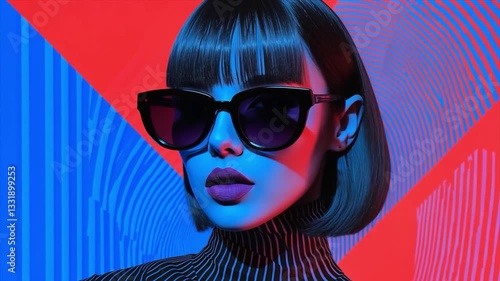 Digital stripe fashion model 04