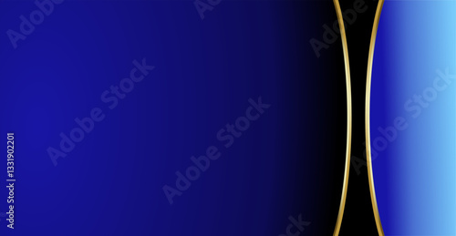 A composition of empty space in gradient blue with gold curved lines as background design inspiration for graphic visual arts or decorative designs in applied arts