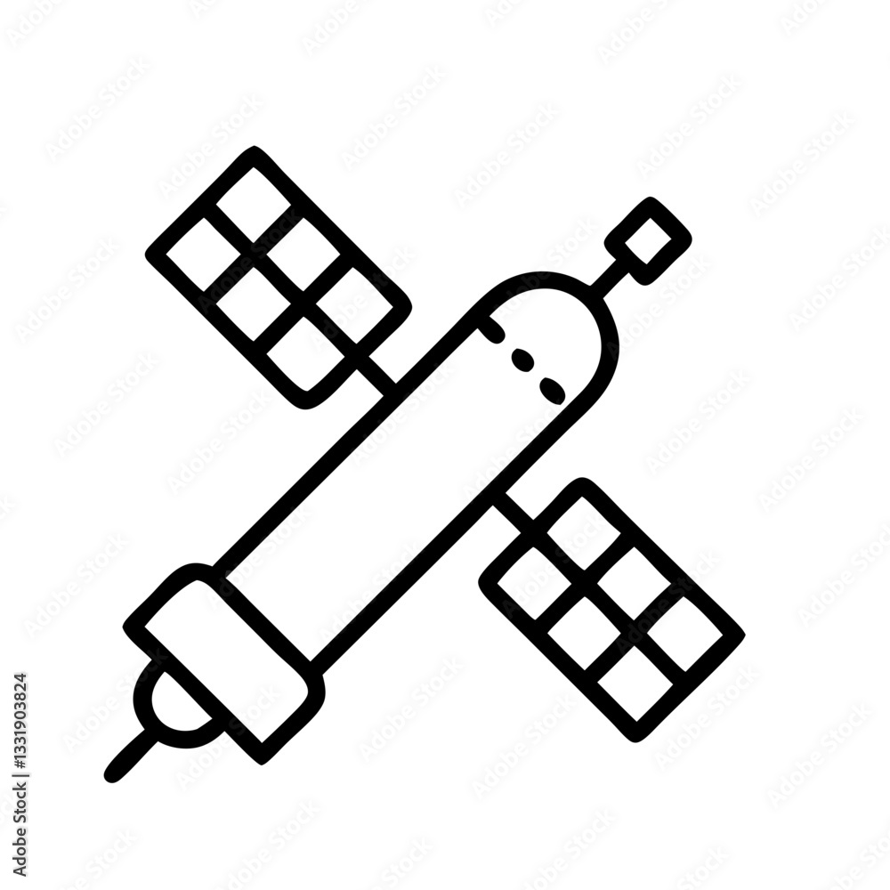 Space station icon, concept of space research and habitation Space station icon, concept of space research and habitation