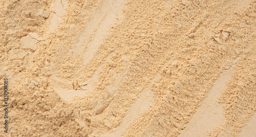 Foto Maca powder texture background, dry Peruvian ginseng powder pattern, ground ayak