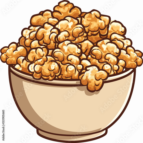 Cartoon Bowl of Popcorn