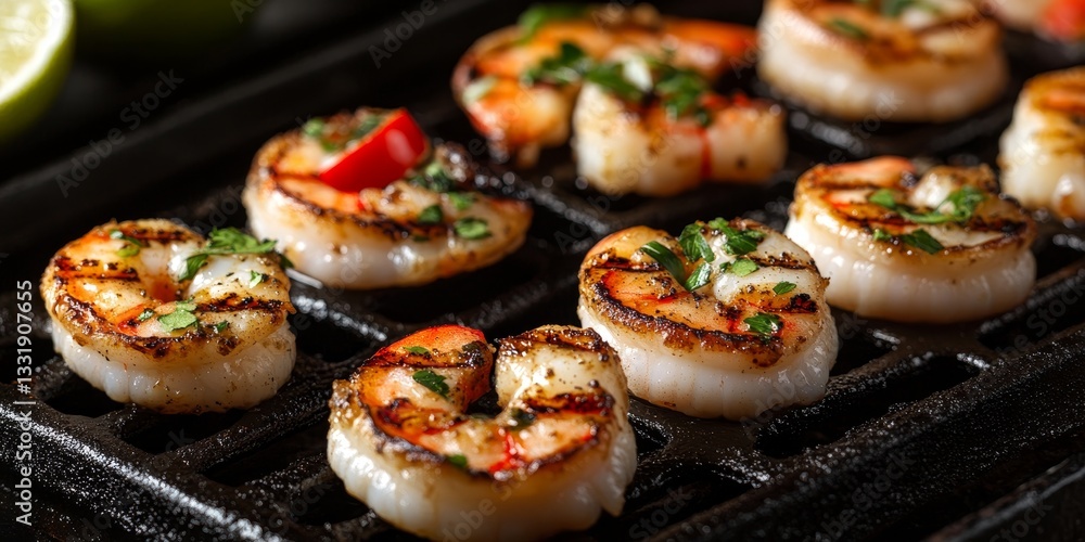Grilled Shrimp with Cilantro and Lime on a Cast Iron Grill Pan A Delicious and Healthy Seafood Meal Grilled Shrimp with Cilantro and Lime on a Cast Iron Grill Pan A Delicious and Healthy Seafood Meal