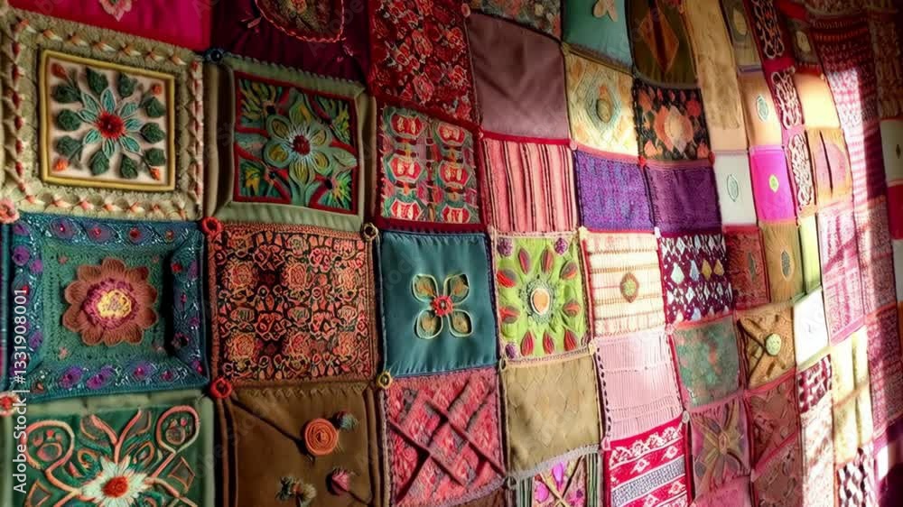 Seamless patchwork design with traditional and modern patterns