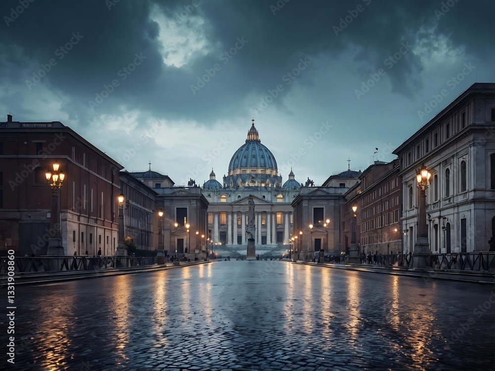 Fototapeta premium St. Peter's Basilica Under a Dramatic Sky