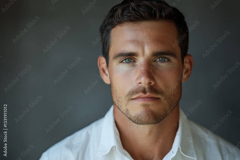 Fototapeta premium a close-up portrait of a man looking directly at the camera.