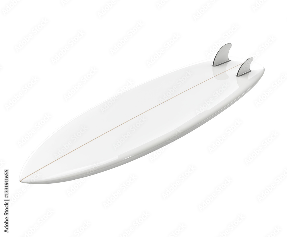 A Sleek White Surfboard with a Wax Coat, Isolated on White Background A Sleek White Surfboard with a Wax Coat, Isolated on White Background