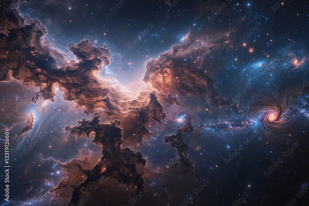 Fototapeta premium Interstellar Dreamscape Vibrant Nebula Textures and Mystical Dark Matter Galaxy Background