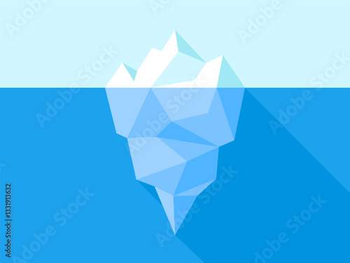 Pareto Principle Iceberg Concept. Effort Above, Hidden Results Below