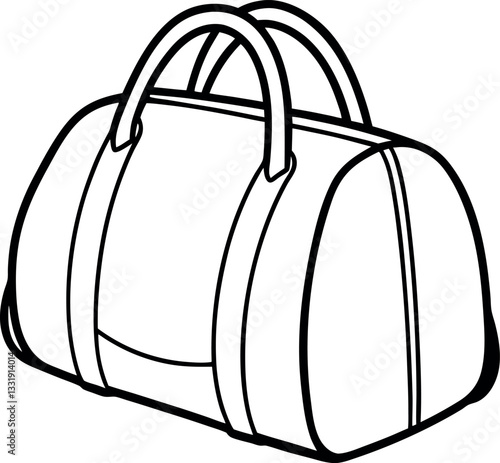 Simple outline illustration of a gym or travel duffel bag, perfect for children's coloring sheets, printable activity pages, and educational projects