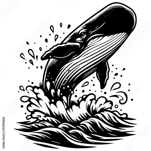 Whale Leaping Illustration.