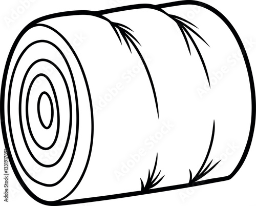 Simple outline illustration of a farm hay bale, perfect for children's coloring sheets, farm-themed crafts, and printable educational activities