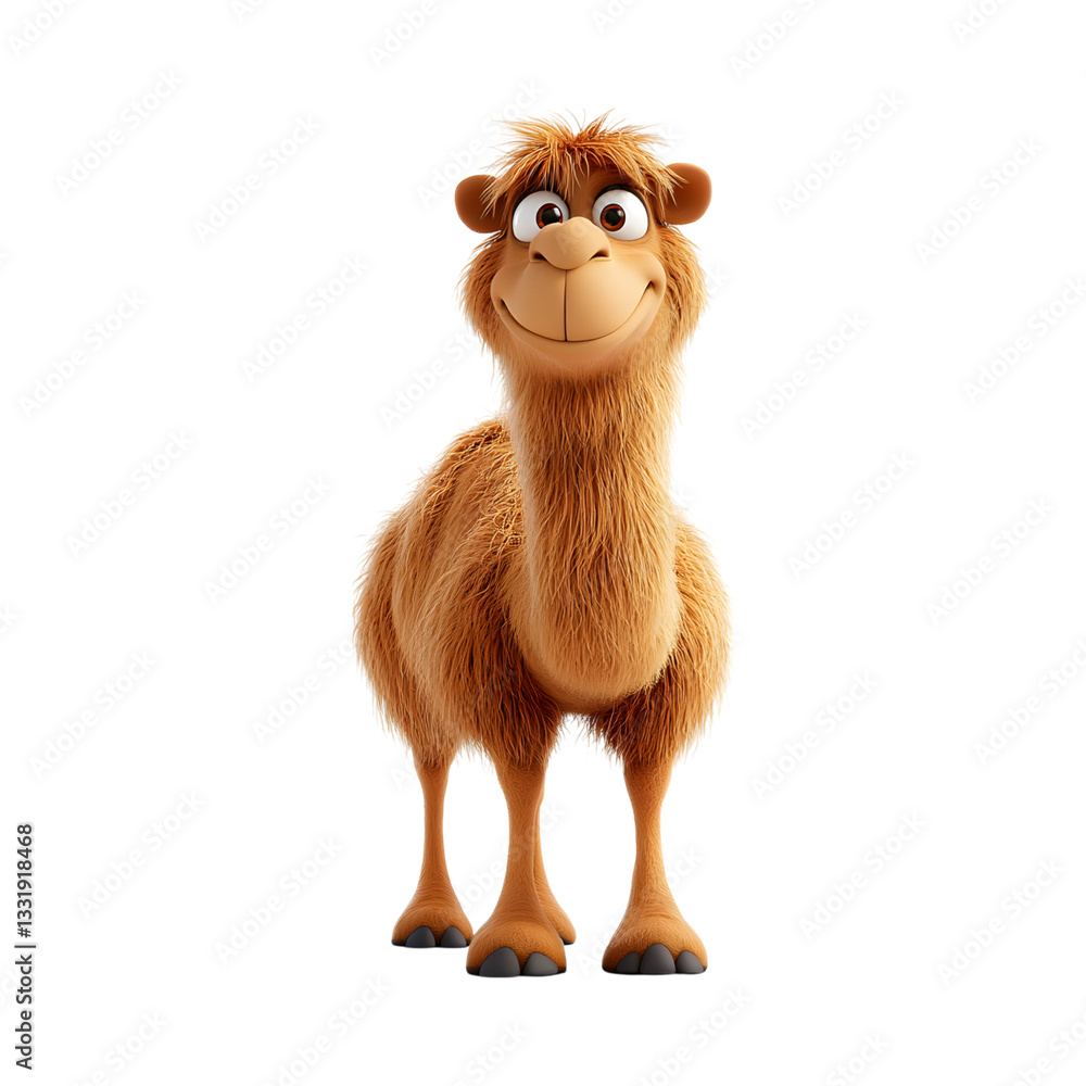 A Fluffy 3D Cartoon Camel with Glowing Soft Humps Isolated on Transparent Background A Fluffy 3D Cartoon Camel with Glowing Soft Humps Isolated on Transparent Background