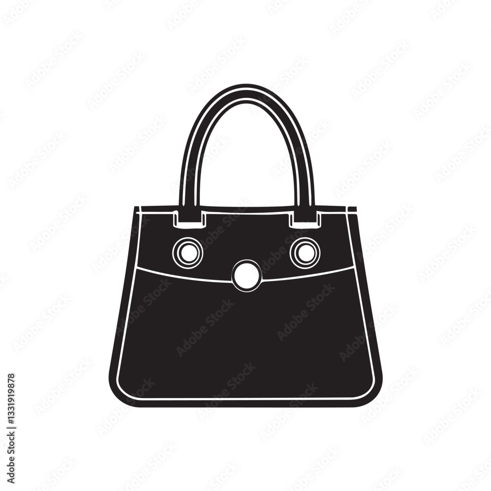 Lady Bag Flat Black and White Icon Design Minimal on White Background Lady Bag Flat Black and White Icon Design Minimal on White Background