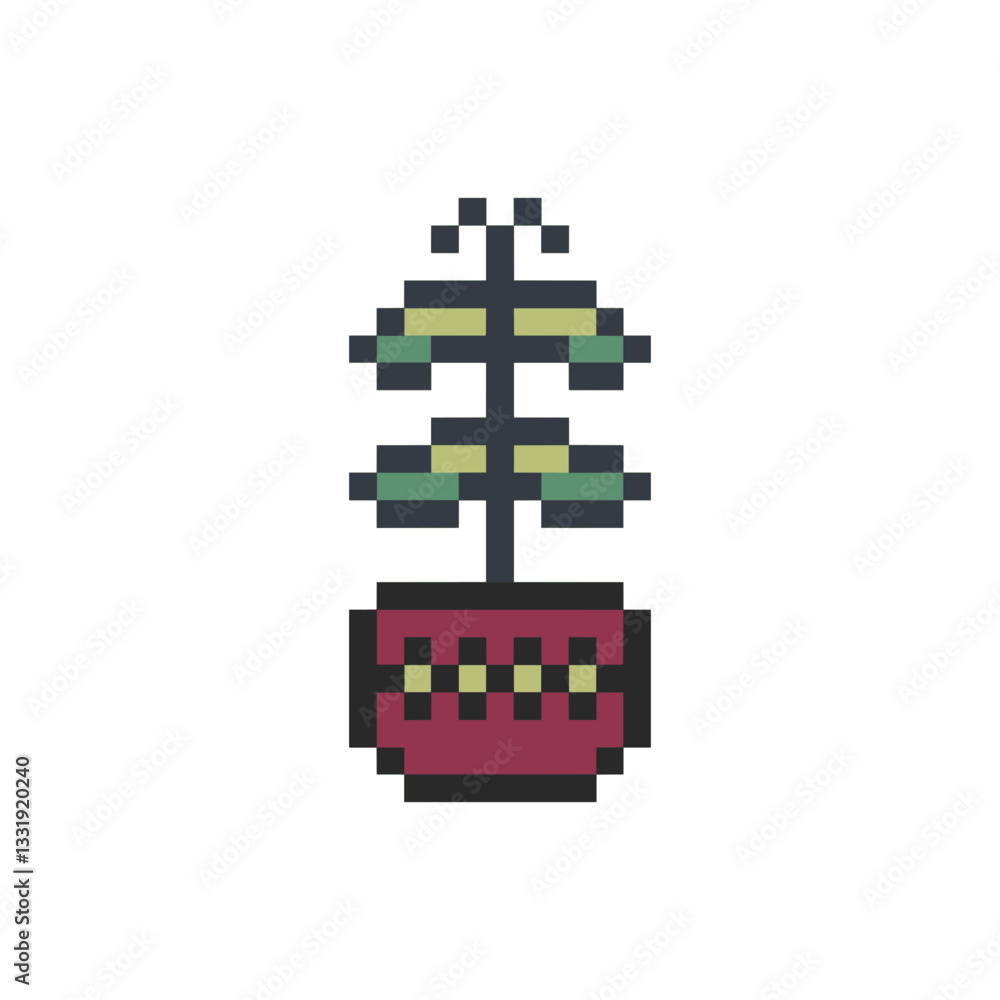 Fototapeta premium sprout plant retro pixel art