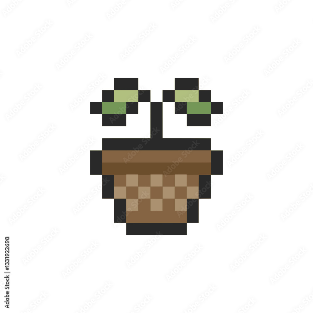 Fototapeta premium sprout plant retro pixel art