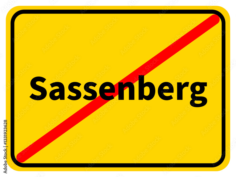Illustration eines Stadtausgangsschildes von Sassenberg, einer Gemeinde des Kreises Warendorf Illustration eines Stadtausgangsschildes von Sassenberg, einer Gemeinde des Kreises Warendorf