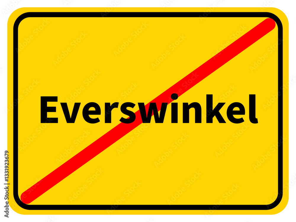 Illustration eines Stadtausgangsschildes von Everswinkel, einer Gemeinde des Kreises Warendorf Illustration eines Stadtausgangsschildes von Everswinkel, einer Gemeinde des Kreises Warendorf