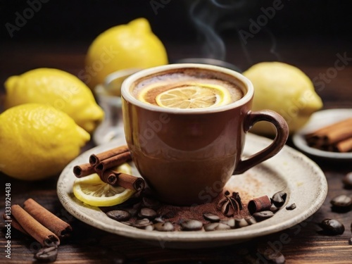 coffee with lemon and cinnamon