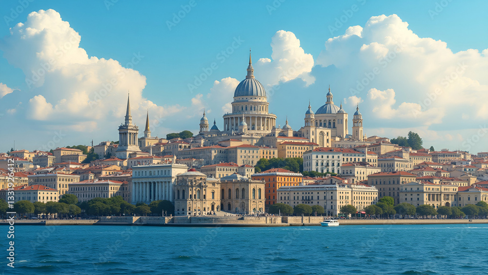 Fototapeta premium Explore Iconic Global Landmarks: A Diverse Travel Photography Collection Showcasing Famous Architecture from Around the World in Simple Flat Cute Vector Illustrations
