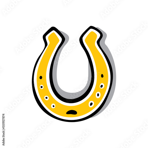 horseshoe. Hand drawn doodle of Symbol of St. Patrick's Day. Vector illustration.