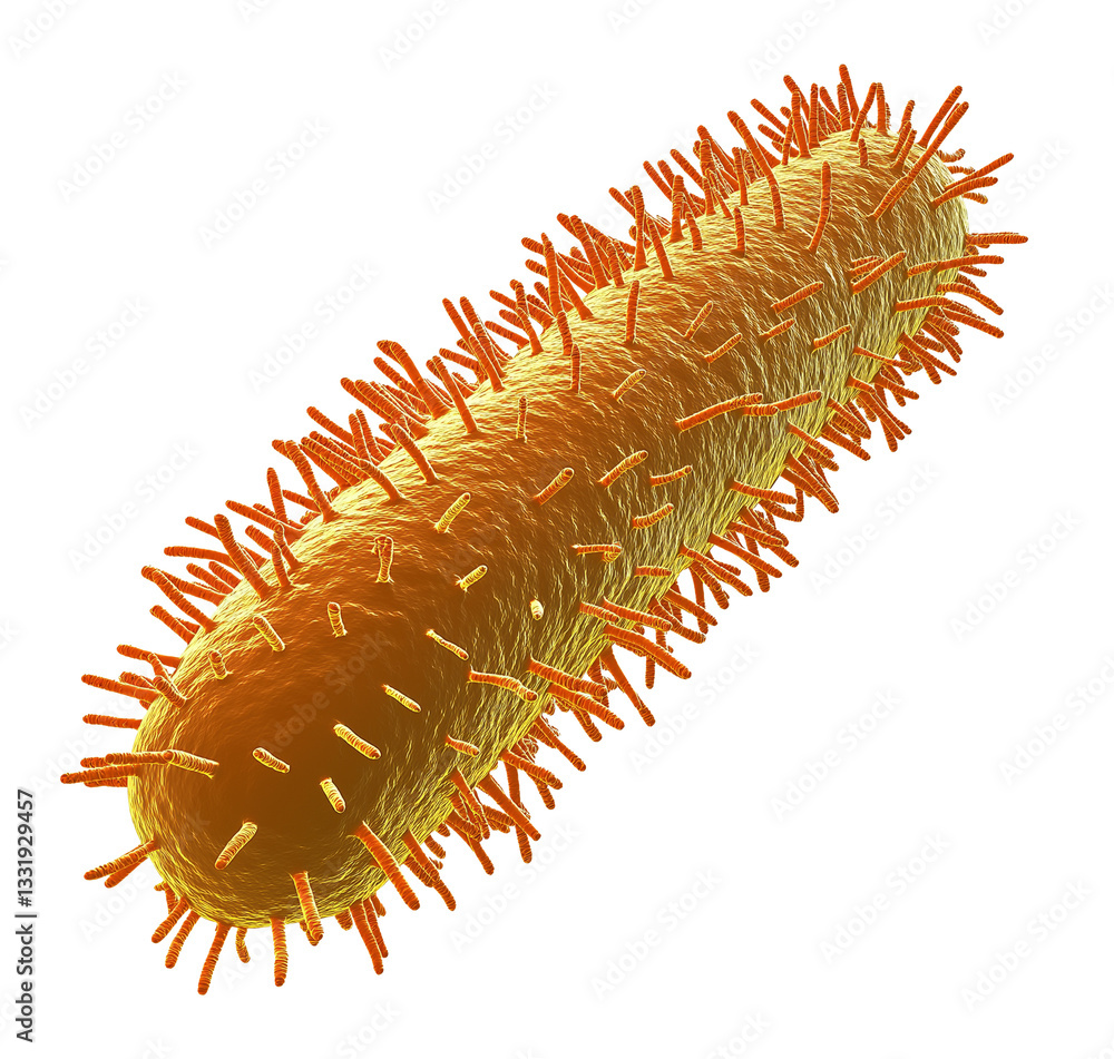 Microscopic view of rod-shaped virus transparent image. Virology, infectious disease, microbiology isolated cutout 3d render. Viral structure cut out clipart design element png