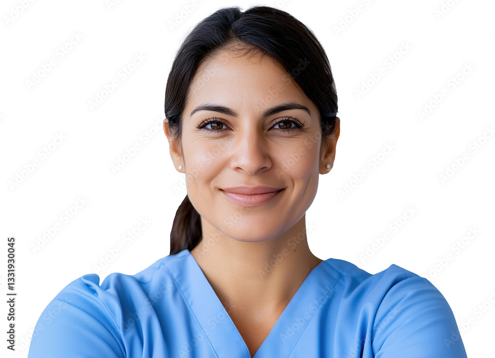 Confident female nurse in blue scrubs image isolated transparent. Medical professional woman caregiver cut out photo png. Clinical worker. Healthcare provider cutout photography Confident female nurse in blue scrubs image isolated transparent. Medical professional woman caregiver cut out photo png. Clinical worker. Healthcare provider cutout photography