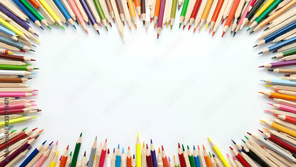 Fototapeta premium International Literacy Day border frame with alphabet letters and pencils copy space for text concept as Colorful border adorned with alphabet letters and pencils emphasizing foundational literacy ski