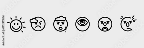 Minimalist vector emotion icons in black and white – Perfect for social media, mental well-being content, or visual storytelling.