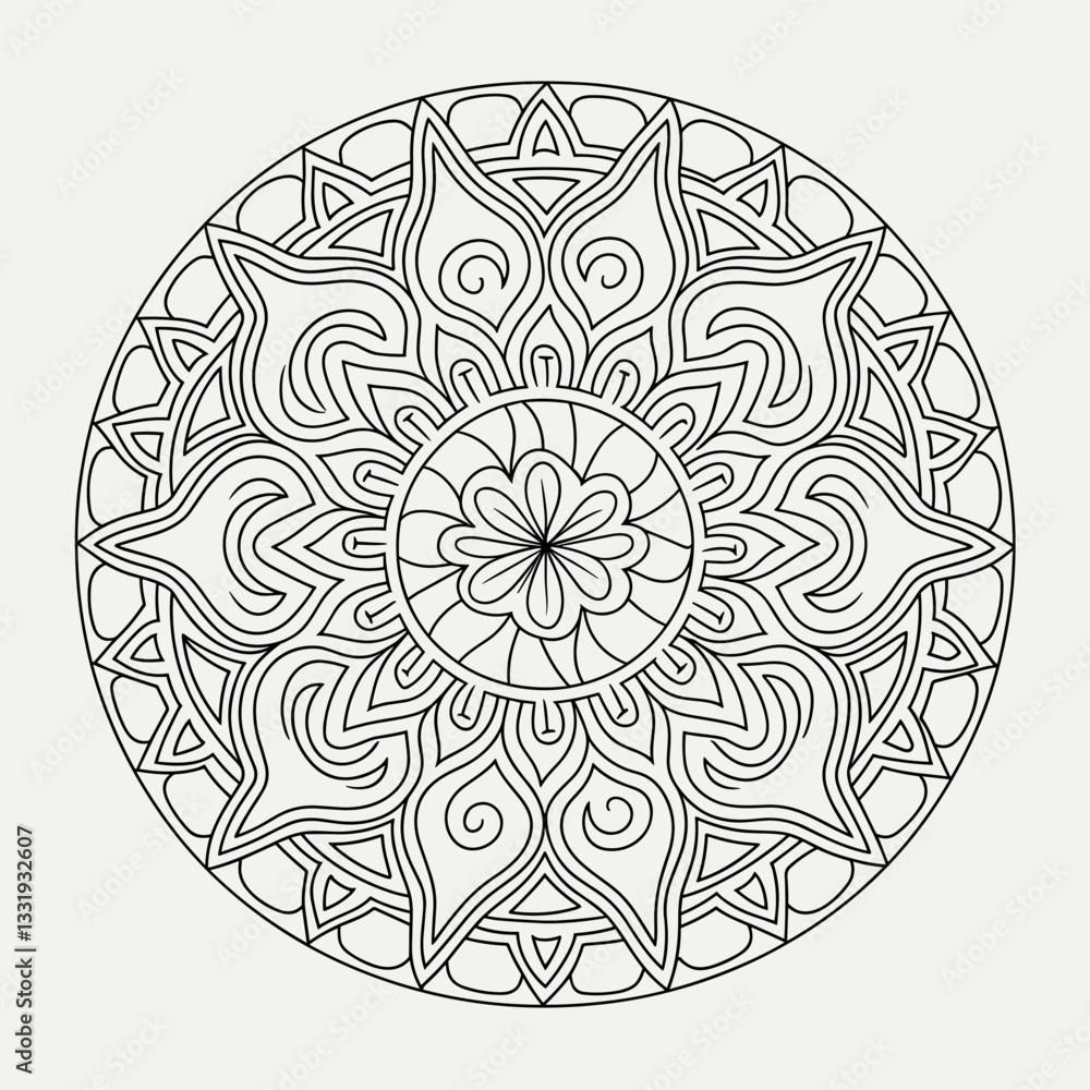 Mandala pattern with geometric designs on white background – Ideal for spirituality, wellness, or abstract art content. Mandala pattern with geometric designs on white background – Ideal for spirituality, wellness, or abstract art content.