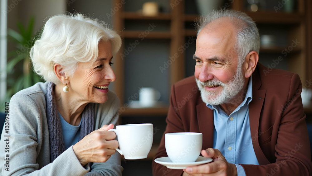 Flat Elderly couple engage in conversation while enjoying coffee symbolizing companionship and senior relationships. concept as Elderly couple engage in conversation while enjoying coffee symbolizing Flat Elderly couple engage in conversation while enjoying coffee symbolizing companionship and senior relationships. concept as Elderly couple engage in conversation while enjoying coffee symbolizing