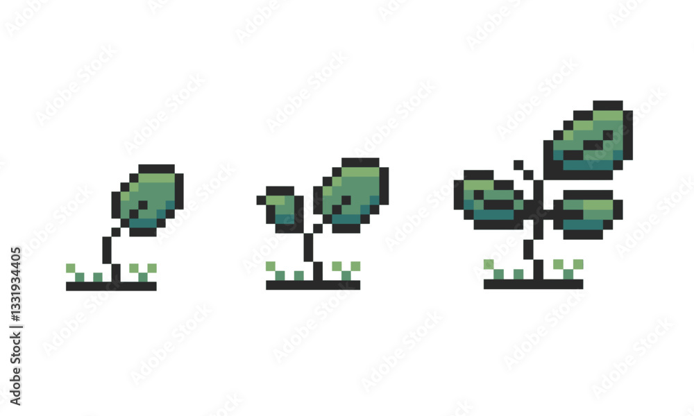 sprout plant retro pixel art sprout plant retro pixel art