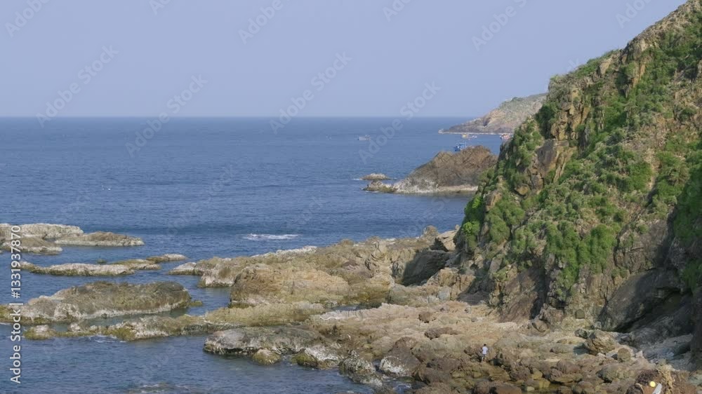 View out on ocean and cliffs from high above viewpoint View out on ocean and cliffs from high above viewpoint