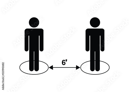 Social Distancing Distance 6 ft 6ft. Six Feet Apart Stick Figure Man Sign Icon 6'