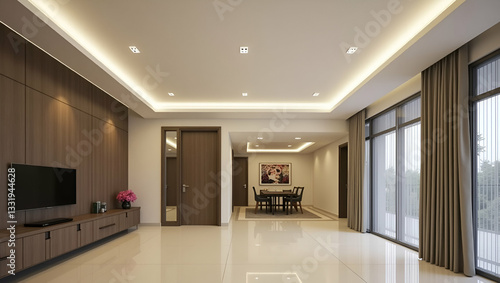 Wallpaper Mural Sleek Recessed Ceiling Design with Integrated LED Strip Lighting for Modern Elegance in Photo Stock Torontodigital.ca