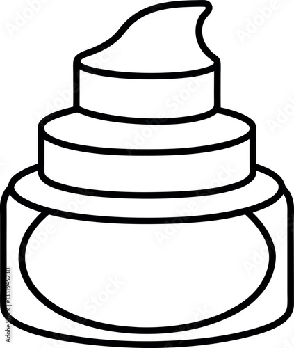 Simple black and white line art of a cream jar with a smooth swirl, suitable for beauty blogs, cosmetic branding, or product packaging