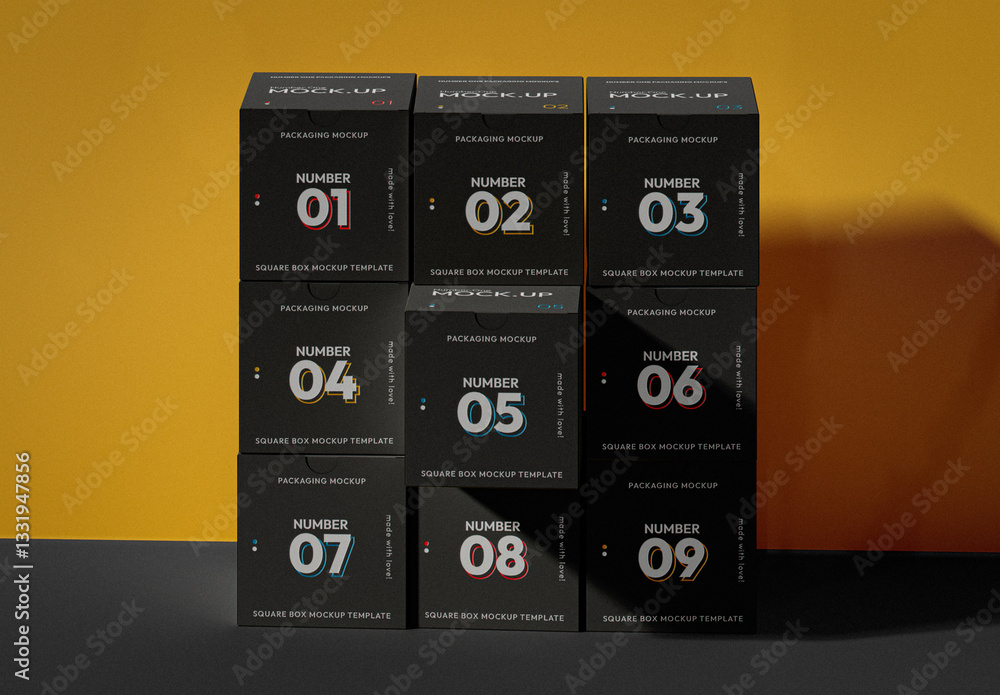 Stacked Boxes Format Stacked Square Boxes Mockup Stock Template | Adobe Stock