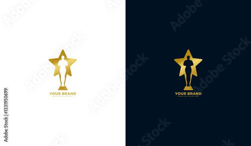 Award trophy statue star logo, statue star icon