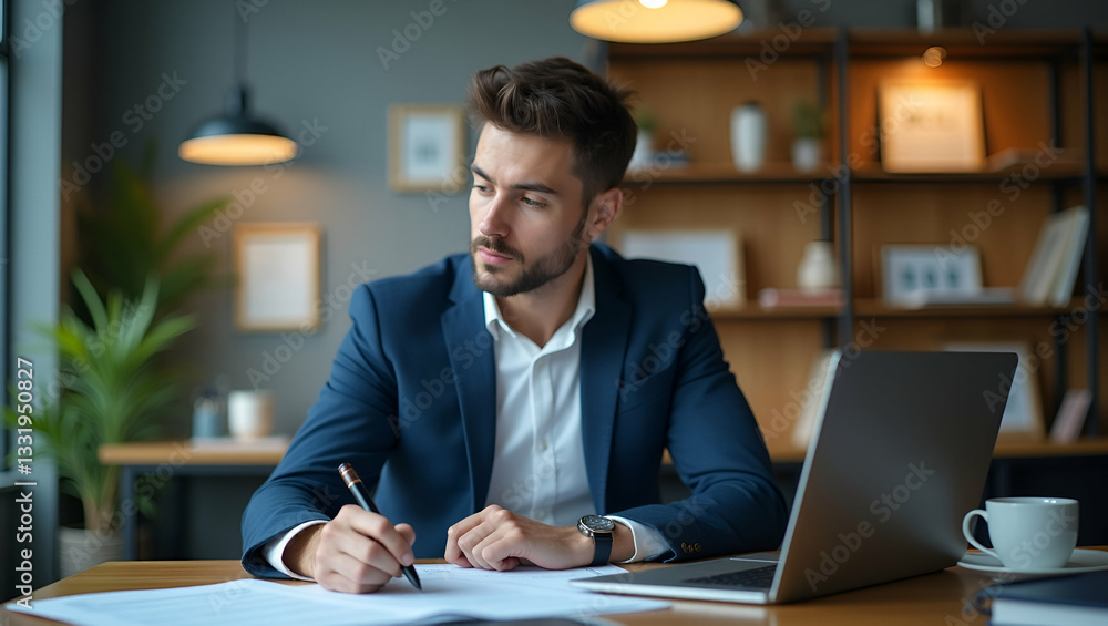 Obraz premium Flat Businessman: Crafting 2026 Marketing & Finance Strategies for Growth with AI & Eco-Friendly Practices Aligned with New Year Resolutions & Digital Transformation