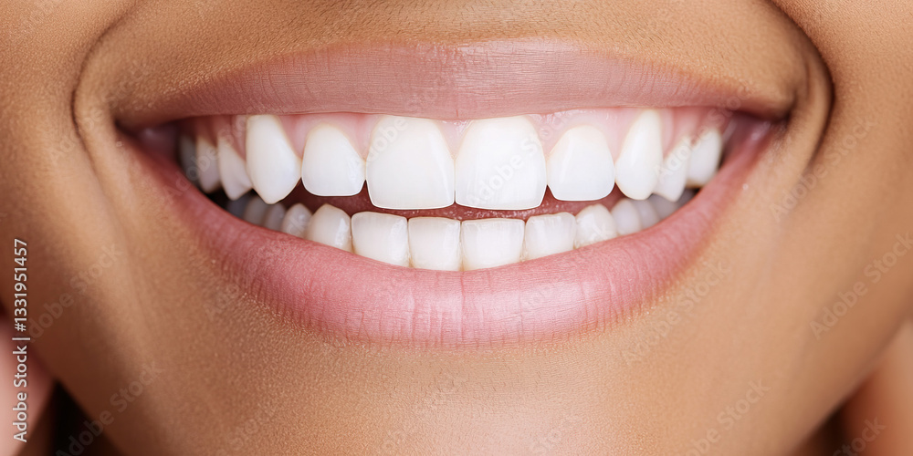 Obraz premium Close-up of Human Smile Showing Teeth and Lips