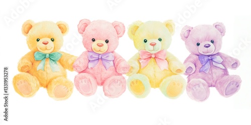 Wallpaper Mural Four colorful teddy bears sitting and waiting for a hug Torontodigital.ca