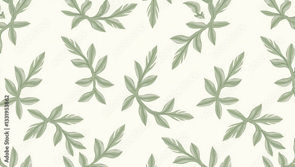 Minimalist Ivy Seamless Tile Pattern: Simple Green Leaves with Soft Grey Accents for Modern Kitchen Designs - Perfect Photo Stock Concept with Left Space Minimalist Ivy Seamless Tile Pattern: Simple Green Leaves with Soft Grey Accents for Modern Kitchen Designs - Perfect Photo Stock Concept with Left Space