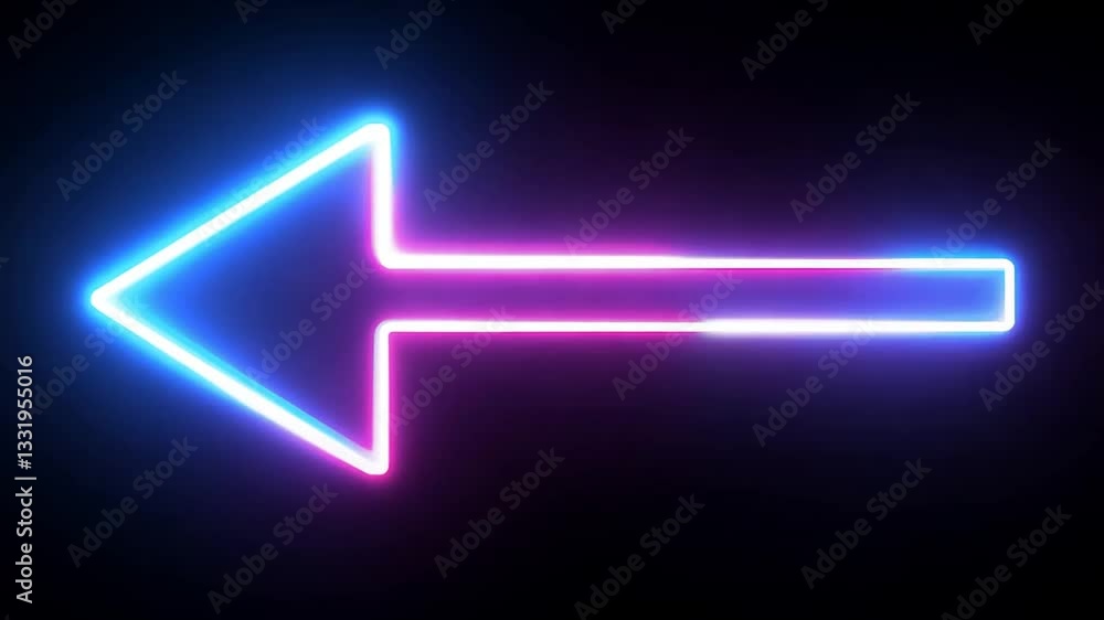 Glowing Neon Arrow Left Direction Pointer Pink Blue Light Graphic Design Element Glowing Neon Arrow Left Direction Pointer Pink Blue Light Graphic Design Element