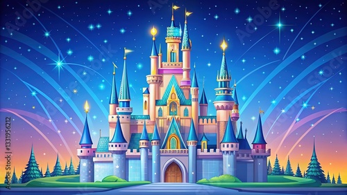 Cinderella Castle Cartoon Fantasy Illustration