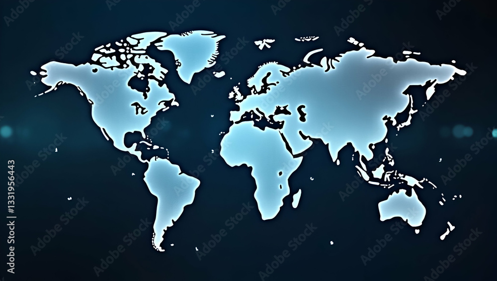 Naklejka premium Flat Double exposure global world map on business financial stock market trading background. concept as Double exposure of a global world map layered on a business financial and stock market trading b