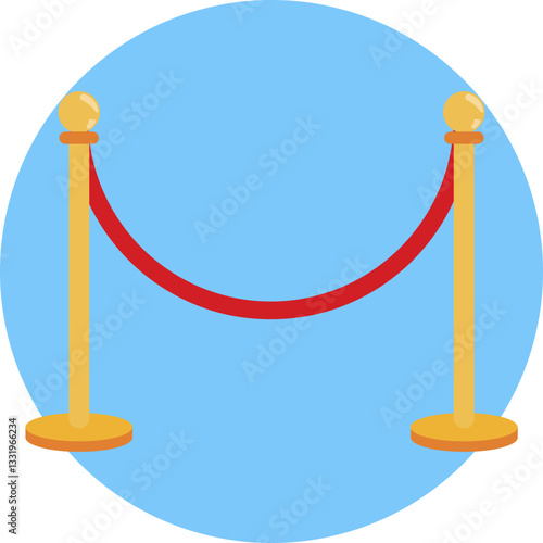 Rope Barrier Icon – A classic rope barrier with two stanchions, symbolizing VIP access or event entrances at prom.