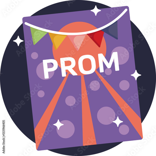 A decorative poster announcing a prom event.