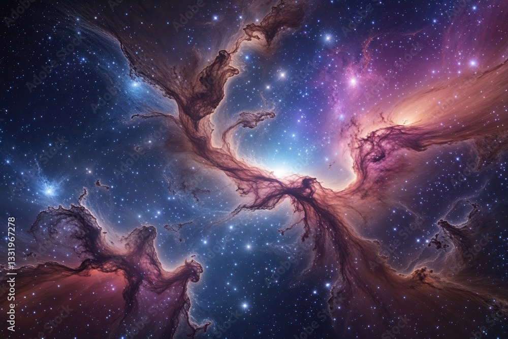 Fototapeta premium Vibrant Galaxy Nebulae Panorama with Stunning Backdrop and Rich Stellar Textures