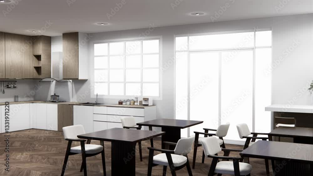 white modern loft style on kitchen couunter scene mockup and set shaped kitchen design. 3d rendering white modern loft style on kitchen couunter scene mockup and set shaped kitchen design. 3d rendering