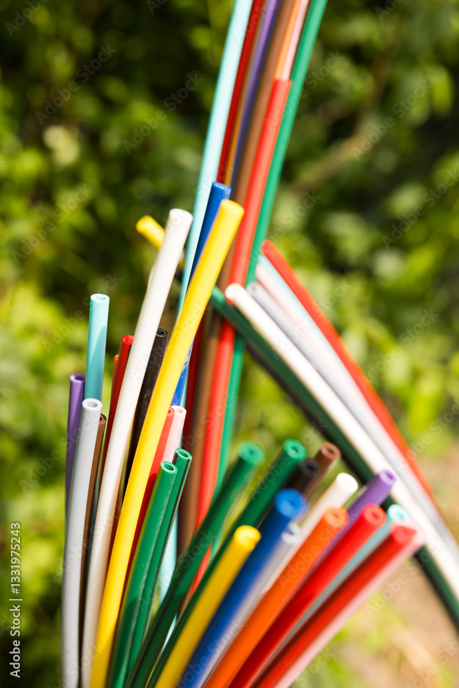 Offene Glasfaser-Verteilerbox mit bunten Glasfaser-Rohren – Breitbandausbau in Wohngebieten, modernes Telekommunikationsnetz für Highspeed-Internet und Digitalisierung.