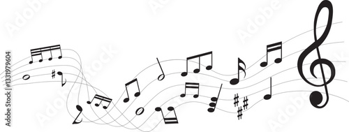 vector illustration of sheet music - musical notes melody	
